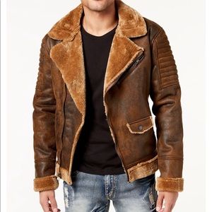 Reason Faux Leather shearling lined jacket